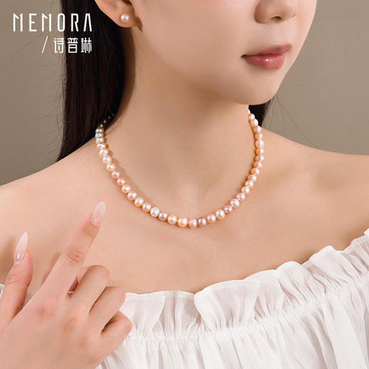 彩色珍珠 淡水珍珠项链女款银S925颈链生日送老婆送妈妈礼物MEMORA诗普琳ZNE03101（线上专供） 商品图2
