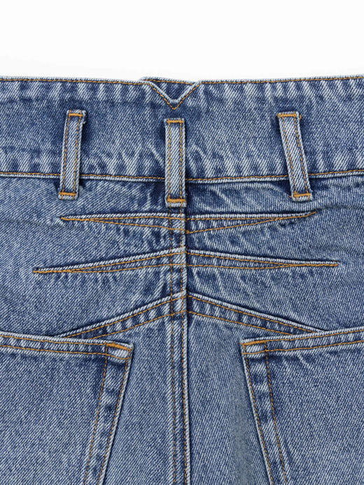 COCO ZONE“花苞牛仔”夏季时尚A字裤门襟两粒扣设计牛仔短裤CC1B0832 商品图6