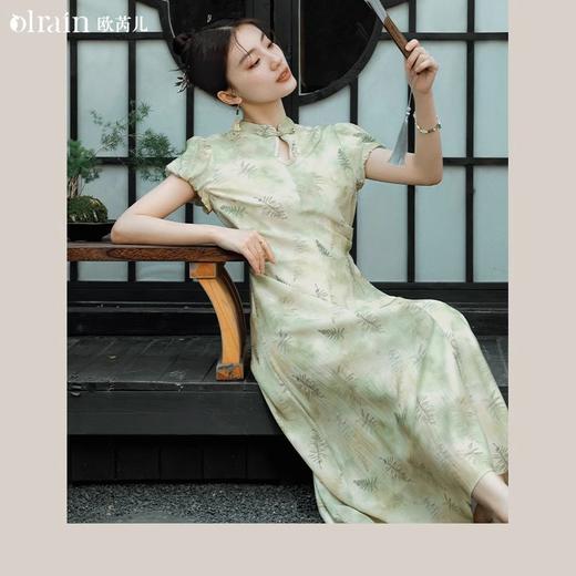 欧芮儿盘扣立领新中式连衣裙女夏2024新款国风禅意收腰改良旗袍 商品图0