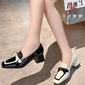 女装新品方头漆皮时尚高跟乐福鞋2249-2619-137