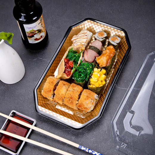 喇叭花一次性寿司打包盒商用外卖摆摊带盖餐具印花刺身三文鱼餐盒 商品图2