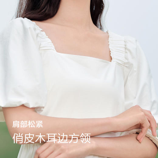 森马连衣裙女温柔系木耳边方领夏季新款泡泡袖娃娃裙甜美可爱 商品图2