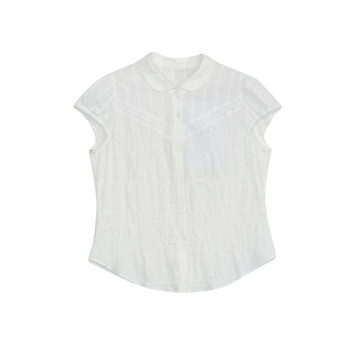 谜底白衬衫短袖女2024夏季新品通勤风暗纹提花修身衬衣242MC0690 商品图4