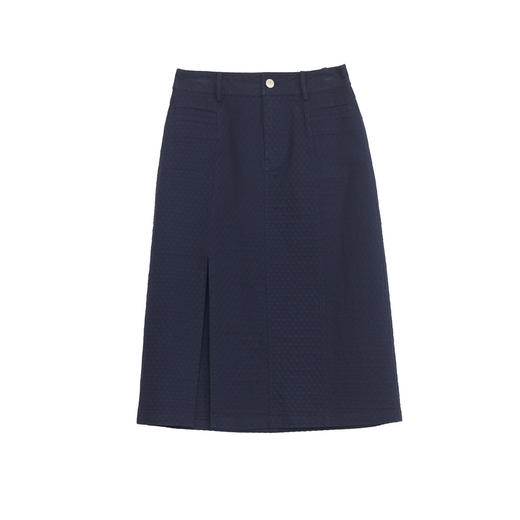 谜底半身裙2024年夏季新品通勤风高腰百搭H型开叉长半裙242MB0644 商品图4