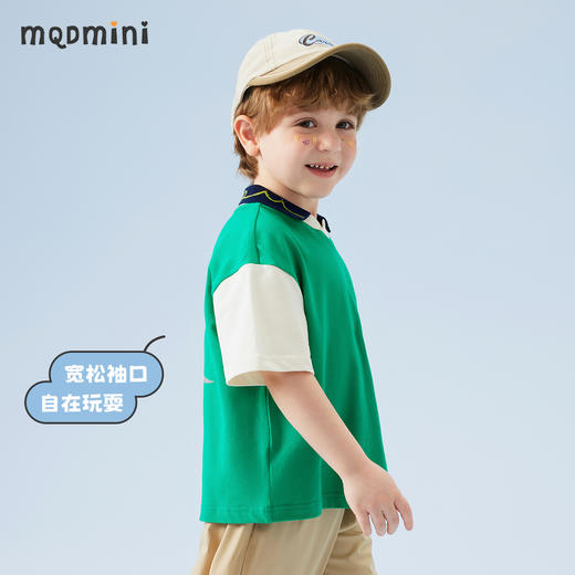 【云柔透气】【90-140】【MQDmini】男童短袖Polo衫夏季中小童撞色落肩袖T恤（95%棉  5%氨纶） 商品图4