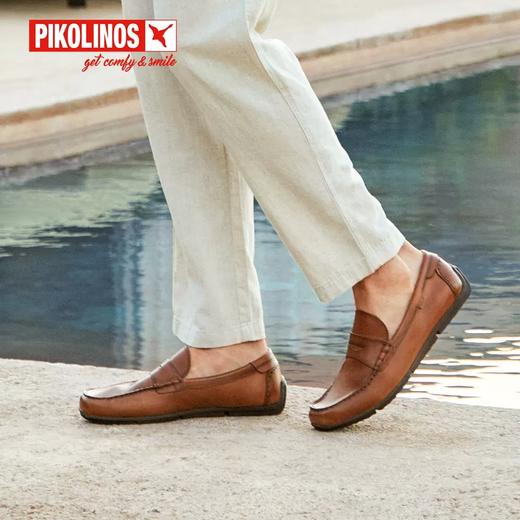 Pikolinos派高雁24春季牛皮中口圆头套脚纯色乐福男鞋 商品图0