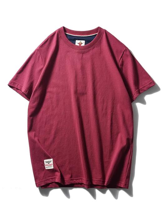 简约潮流风！100棉220克科技磨毛重工水洗纯色圆领套头打底衫 百搭休闲短袖T恤！男女都可穿！ 商品图3