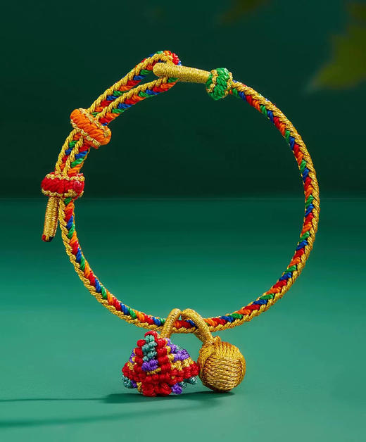 五彩手绳，手工编织，五彩福粽，可调节 商品图1