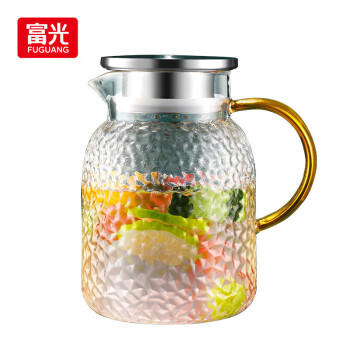 富光耐热玻璃凉水壶大容量家用果汁杯花茶杯茶壶冷水壶锤纹壶1200ML 商品图2