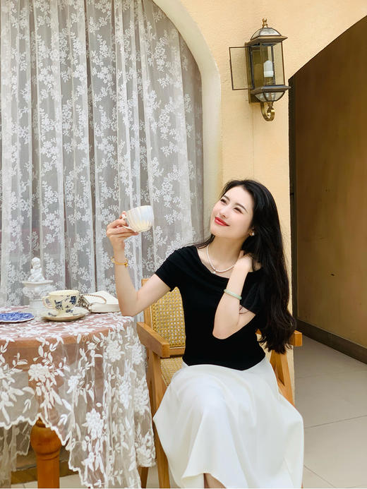 【百图lulu定制】【雅典娜T恤】船领  天丝莫代尔 高弹 浪漫温柔 短袖T恤 商品图12