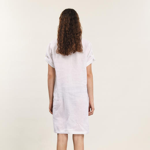 谜底绣花衬衫式连衣裙短袖2024年夏款复古文艺风直筒裙242ML0695 商品图2