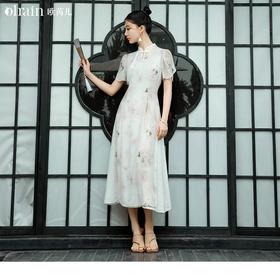 OLrain欧芮儿花色连衣裙女春季2024新款新中式国风显瘦水墨印花裙