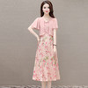 中长款假两件碎花时尚雪纺裙，荷叶袖修身气质国风连衣裙QYM- OMS-FQA426-L 商品缩略图0