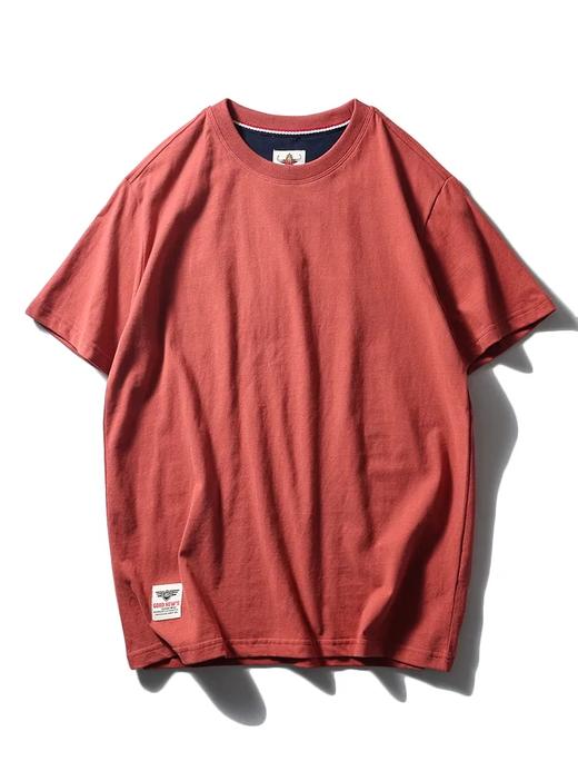 简约潮流风！100棉220克科技磨毛重工水洗纯色圆领套头打底衫 百搭休闲短袖T恤！男女都可穿！ 商品图7