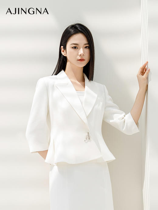 【商场同款】阿菁娜春季新款通勤荷叶边西服外套A29C108010 商品图3