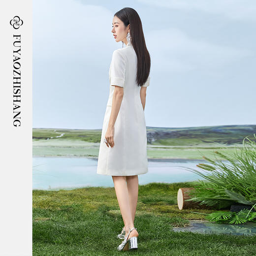 扶摇 职业连衣裙女夏新中式教师正装酒店售楼部前台接待工装 商品图6