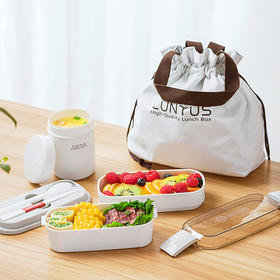 【带勺筷 可放微波炉加热】外贸品质双层/单层便当盒套装