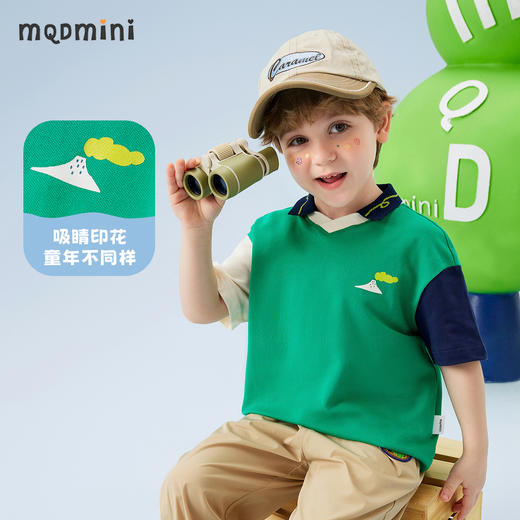 【云柔透气】【90-140】【MQDmini】男童短袖Polo衫夏季中小童撞色落肩袖T恤（95%棉  5%氨纶） 商品图6