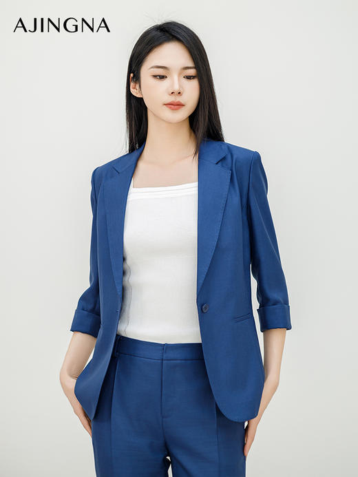 【商场同款】阿菁娜2024夏季新款通勤平驳领西装外套A30X108025 商品图1
