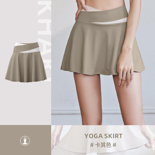 【运动拼接短裙，无惧大动作】聚衣堂裸感紧身运动短裙，面料升级四面高弹舒适包裹，速干防走光拼色假两件短裙跑步健身短裙QQ 商品图3