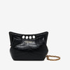ALEXANDER MCQUEEN 亚历山大.麦昆 女士仿鳄鱼纹迷你 The Peak 链条单肩包 黑色 789948 1MCAA 1000 商品缩略图0