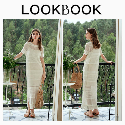 欧芮儿法式白色镂空针织连衣裙女夏2024新款度假风吊带两件套长裙 商品图4