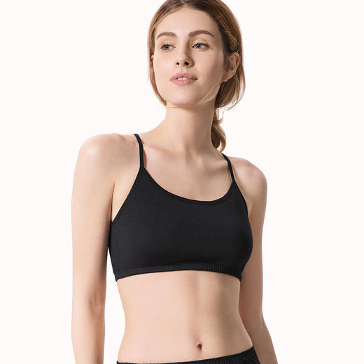 金三塔100%真丝带胸垫防走光吊带抹胸女透气运动文胸内衣  2NZF4B405 商品图1