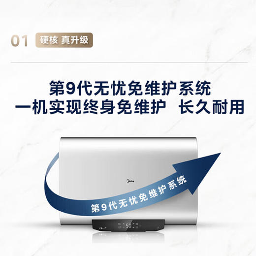 美的（Midea）扁桶电热水器家用50升纤薄双胆3300w变频速热稀土免换镁棒节能省电热水器 F50-33UT1(H)[家电] 商品图8