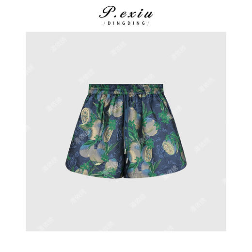 03-5潘依绣丁丁宠粉PanYiXiu/潘依绣【夏日缤纷】花朵满印高级感松紧腰短裤 W-62046 商品图1