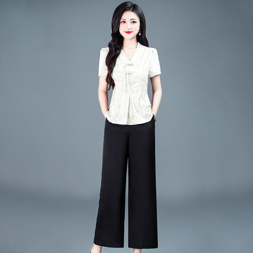 短袖印花小衫，阔腿裤国风两件套QYM-TYH-247259-Y 商品图1