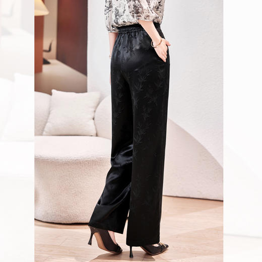 醋酸窄版阔腿裤，提花宽松直筒垂感长裤KQN-P09021 商品图3