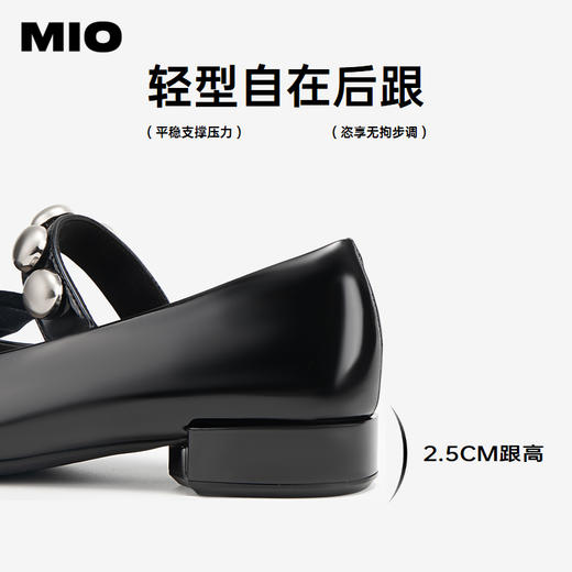 MIO米奥秋季圆头低跟蝴蝶结单鞋复古俏皮通勤玛丽珍女鞋M244413666 商品图4