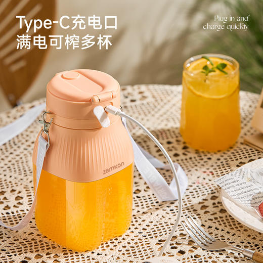 【夏日限定！轻奢鲜榨摇摇杯】双盖设计，榨汁/直饮随心切换，便携背带，想去哪喝到哪！榨汁机便携小质水果做果汁机多功能电动吨吨杯榨汁杯 商品图2