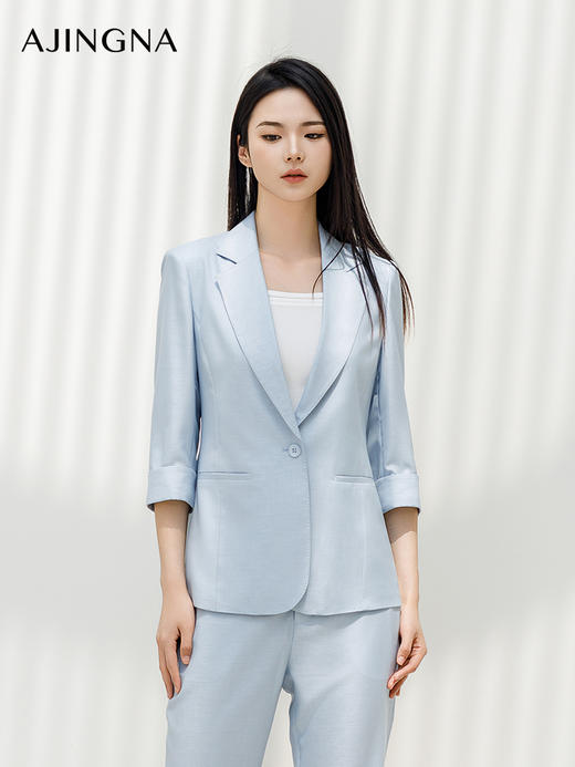 【商场同款】阿菁娜2024夏季新款通勤平驳领西装外套A30X108025 商品图3