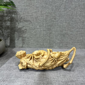 八方来财（精雕荷趣）°黄杨木摆件