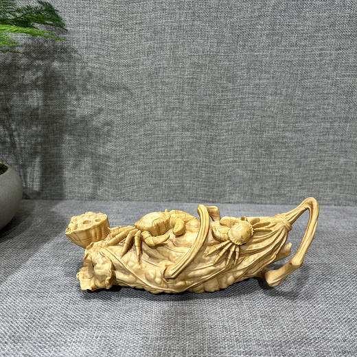 八方来财（精雕荷趣）°黄杨木摆件 商品图0