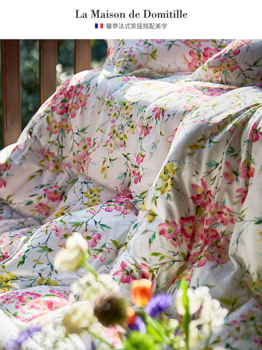馨亭法式夏季全棉巴厘纱亲肤柔软植物花卉四件套床单薄被套玛丽亚 商品图3