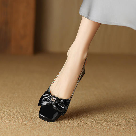 【预售5天】小香风拼色粗跟鞋，百搭蝴蝶结女鞋方头浅口单鞋LD&6815 商品图3