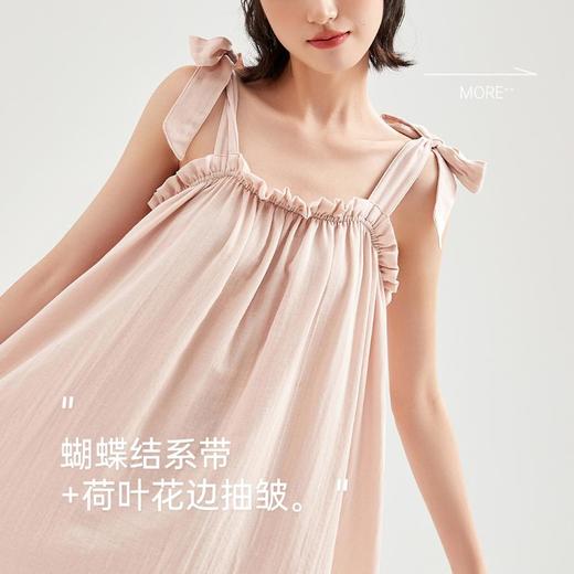 3部顶瓜瓜女士夏季半甜主义荷叶蝴蝶结平纹双层纱吊带睡裙DJJWX-AQ24078 商品图2