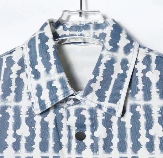 HC304夏季新款水墨印花衬衫男女同款复古短袖衬衣潮流休闲宽松上 商品图3