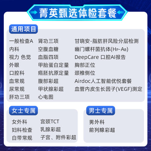 （男）菁英甄选体检套餐  适用爱康国宾/国宾VIP/卓悦 商品图1