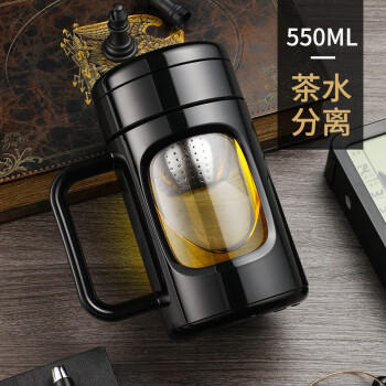 富光玻璃杯男女办公双层大容量水杯带把茶水分离泡茶杯子带茶隔 商品图6