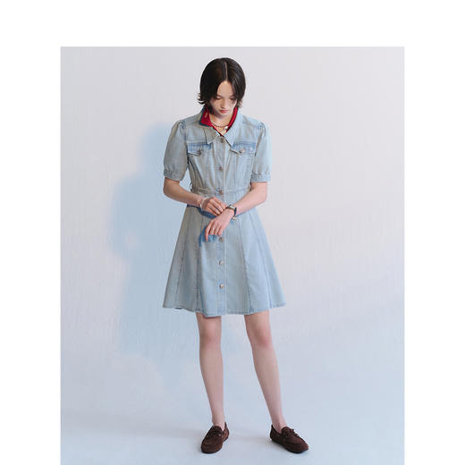 Teenie Weenie小熊简约牛仔连衣裙女夏季女短裙TTOJ242601P 商品图2
