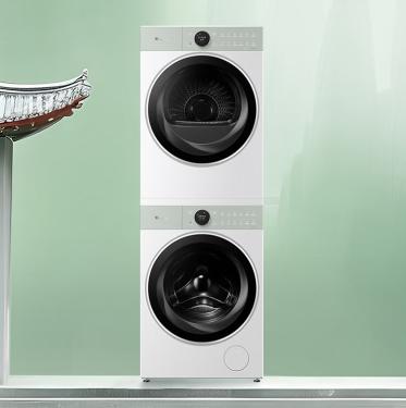 【限天津区域】小天鹅/洗烘套装/TG100MS97IL-G+TH100-H97W-G雨辰青 商品图0