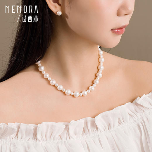【积分抵值】大小珍珠 淡水珍珠项链女款银S925颈链生日送老婆送妈妈礼物MEMORA诗普琳ZNE03001（线上专供） 商品图3
