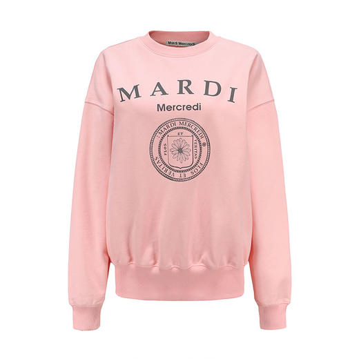 【Mardi Mercredi】徽章圆领印花休闲卫衣男女同款百搭显瘦宽松上衣(不加绒卫衣) 商品图2