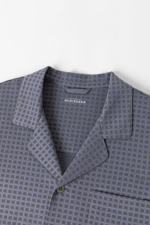 【棉涤提花】SCHIESSER铂雅男士翻领开衫65%棉+35%聚酯 短袖长裤套装99/22718H 商品图1