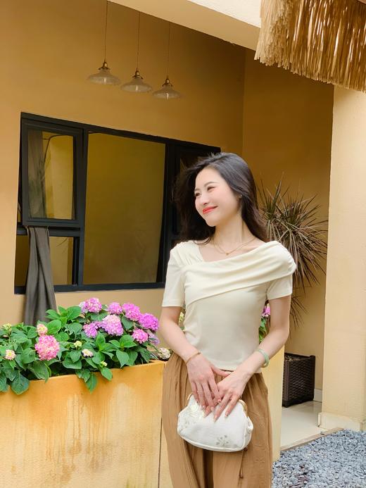 【百图lulu定制】【雅典娜T恤】船领  天丝莫代尔 高弹 浪漫温柔 短袖T恤 商品图2