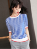 📍📍【茧墨减龄经典海军风条纹针织短袖】✅1.经典条纹针织衫，高端定制进口纱线，💕丝滑有型，透气不闷热 🍂  商品缩略图3