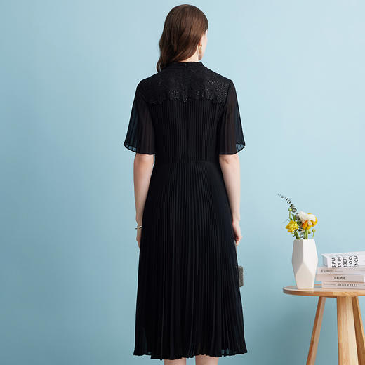 EITIE爱特爱夏季新款薄纱透视百褶飘带连衣裙7407140 商品图4